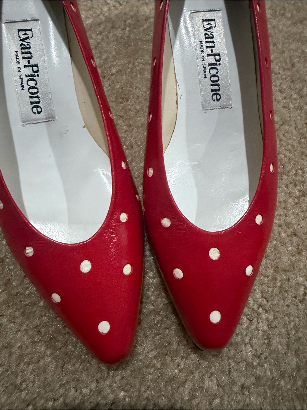 90s Vintage Evan Picone Red Polka Dot Pumps NWOT